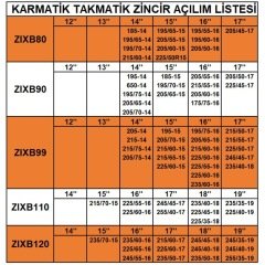 Takmatik kar patinaj zinciri 155X70X14 grup:4 space