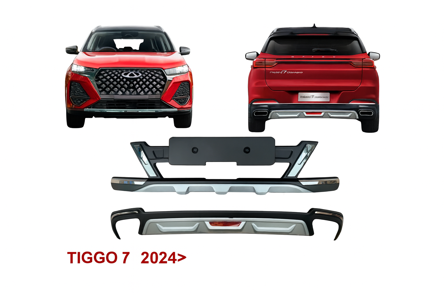 Chery tiggo 7 promax ön ve arka tampon koruma difüzör plastik 2024+