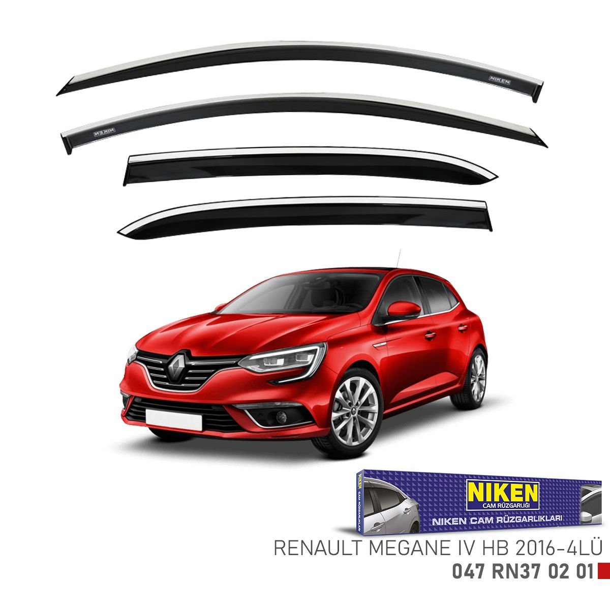 Renault megane 4 hackback cam rüzgarlığı kromlu 2016+ niken