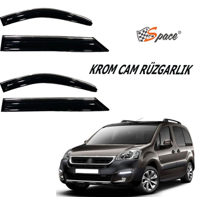 Peugeot partner tepe cam rüzgarlığı kromlu 2008+ 2'li / CARU462