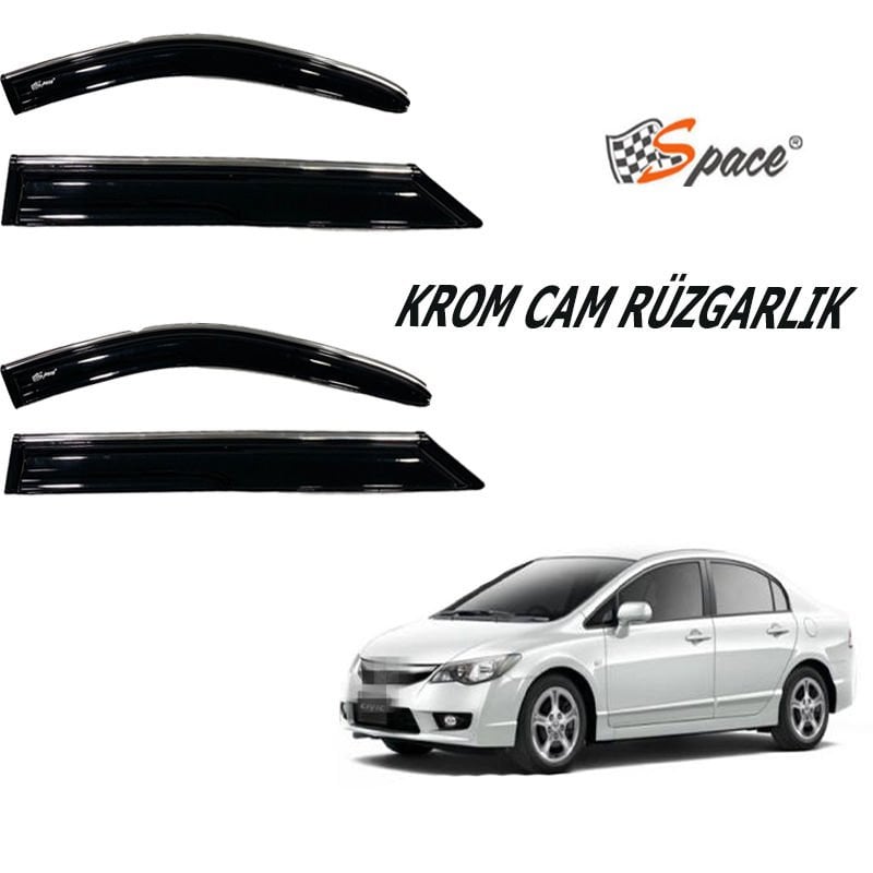 Honda civic uyumlu  Krom cam rüzgarlığı  2016-2021 CARU411