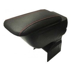Üniversal araç kol dayama kolçak konsol deri kırmızı dikişli sürgülü siyah