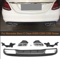 Mercedes W205 c63 arka tampon difüzör ve egzoz ucu standart tampon uyumlu