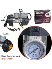 Araç lastik hava kompresörü metal 12v 150psi ışıklı NİKEN