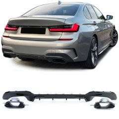 Bmw g20 arka tampon difüzörü ve egzoz ucu krom seti 2019 / 2021 340i