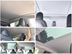 Tesla model y tavan perdesi elektrikli gri