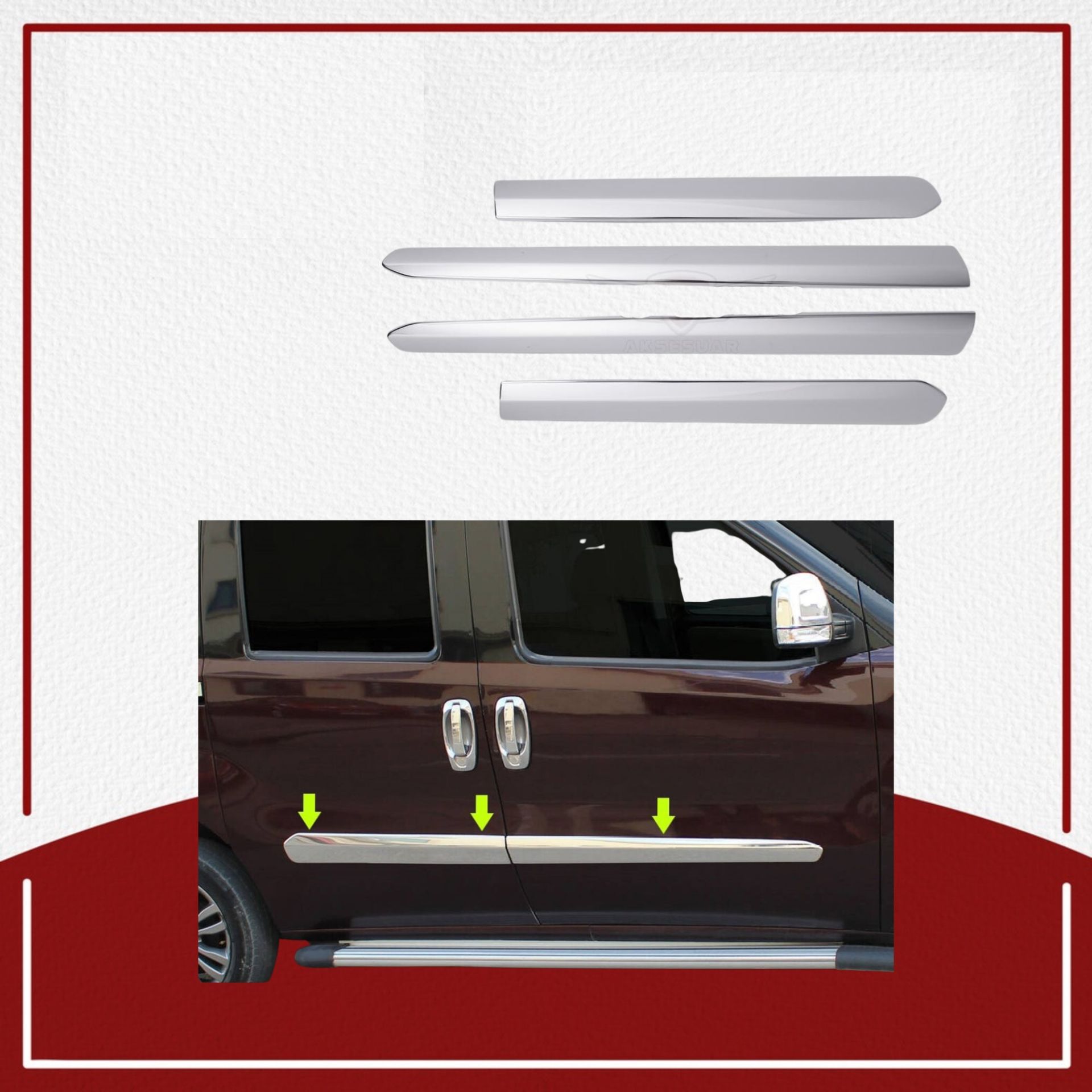 Fiat Doblo Yan Kapı Çıtası 2010- Paslanmaz Çelik