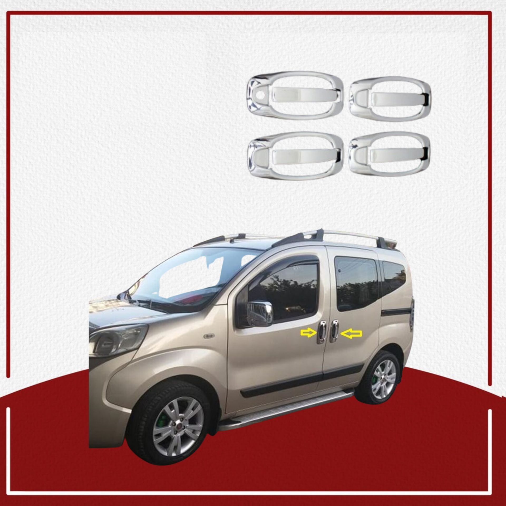 Fiat Fiorino Kapı Kolu + Çerçeve 2008- Paslanmaz Çelik