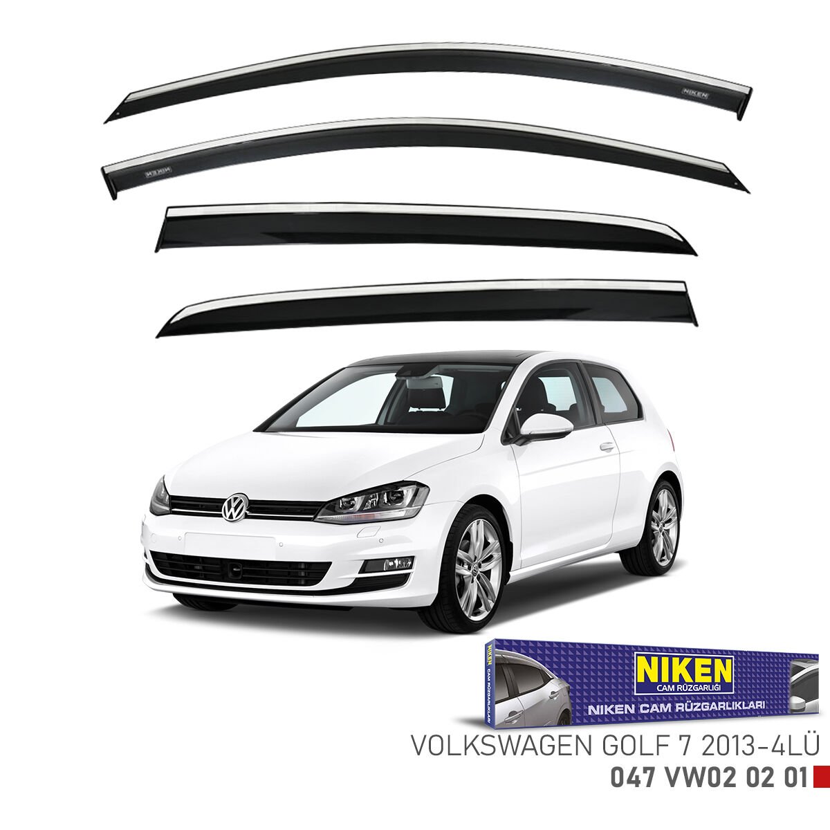 Vw golf 7 cam rüzgarlığı kromlu 2013+  niken