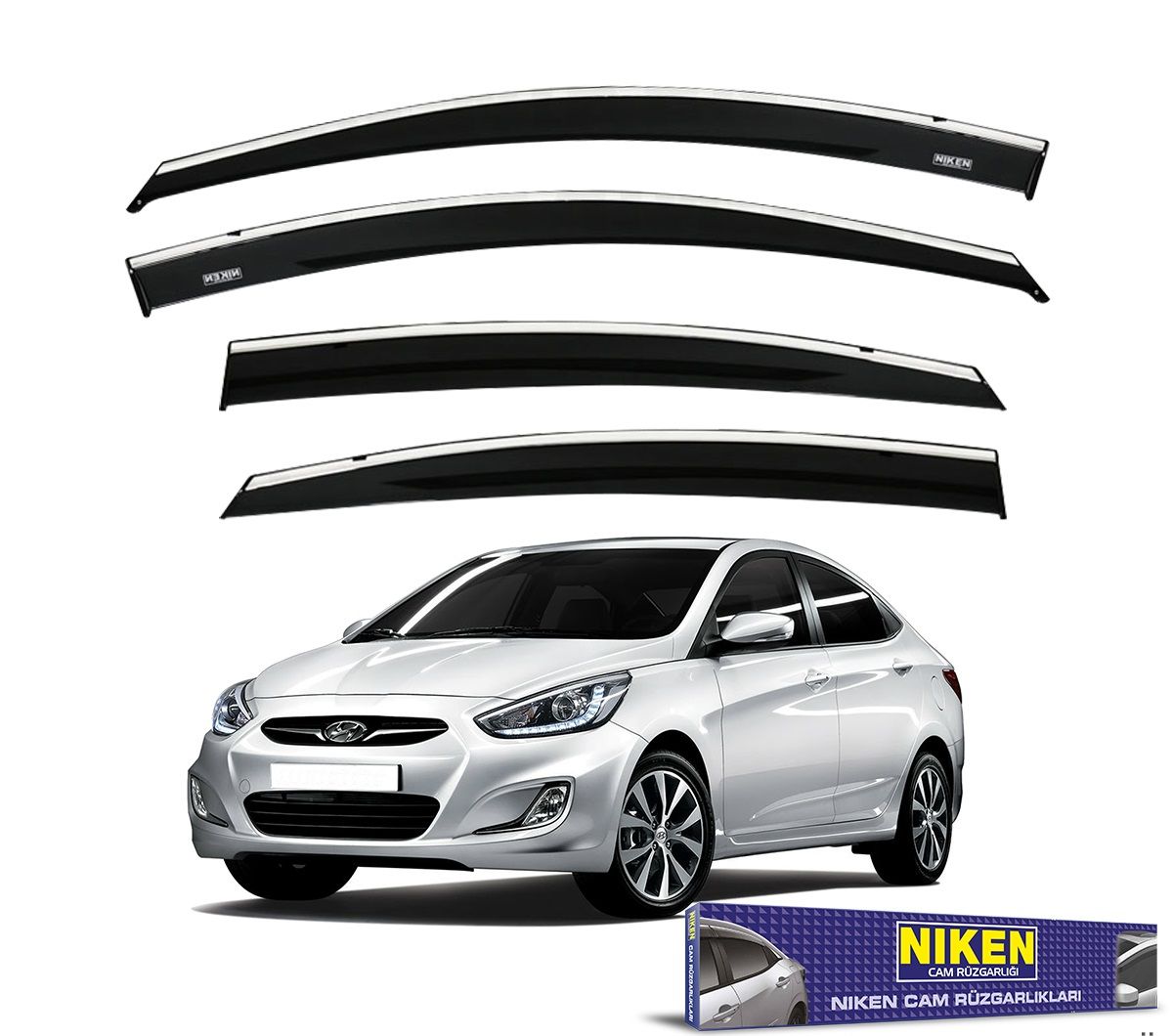 Hyundai blue cam rüzgarlığı kromlu niken