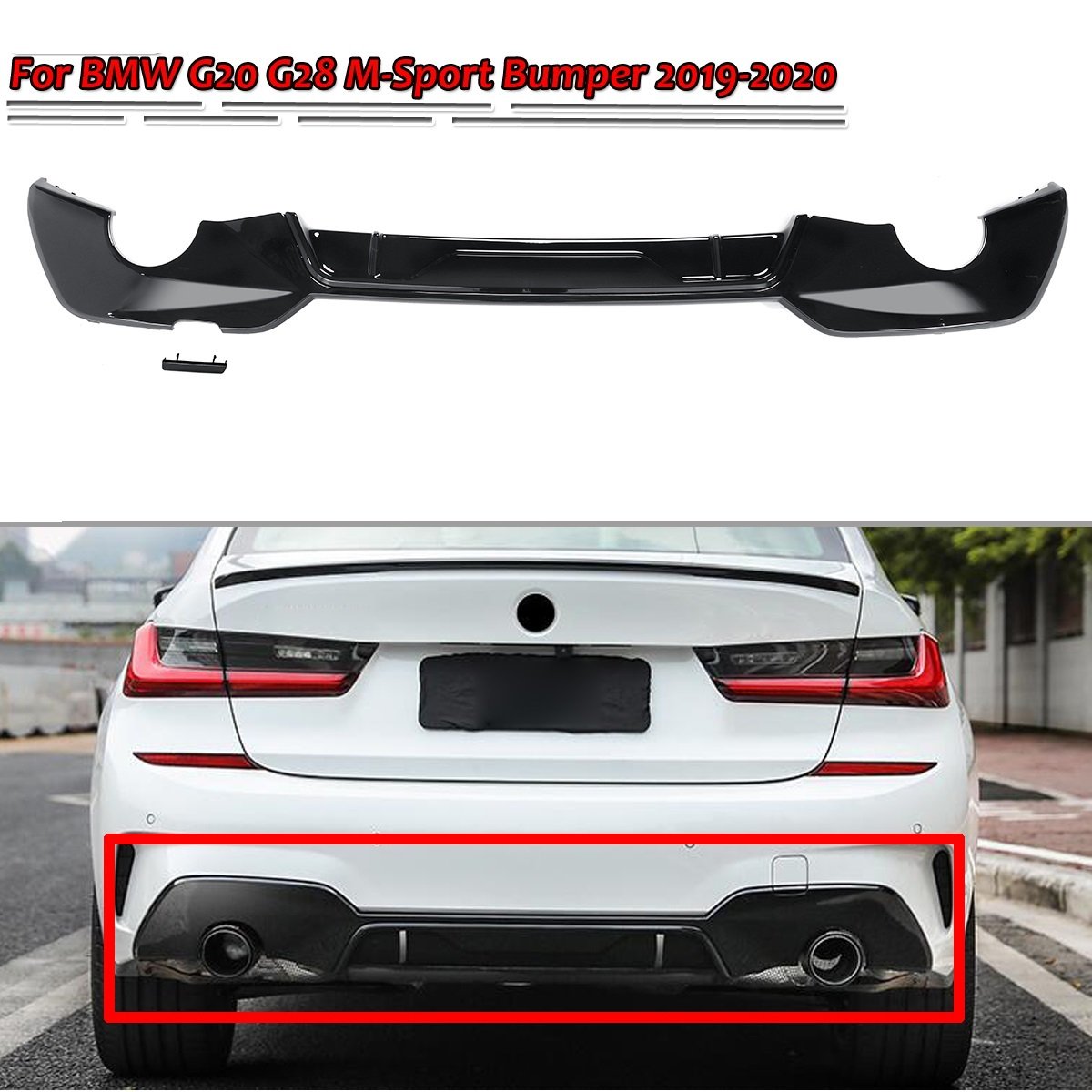 Bmw G20 arka tampon difüzörü m-performance çift çıkış 2020+