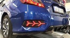 Honda civic fc5 uyumlu arka sis led lambası kırmızı 3 ok hareketli
