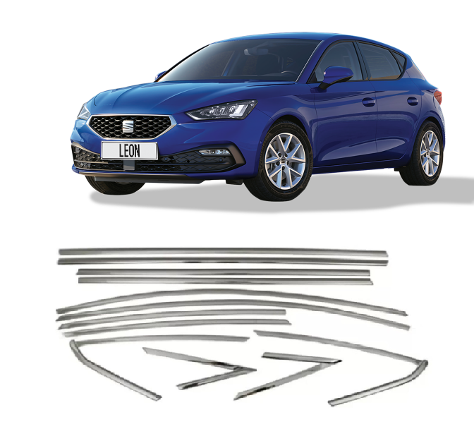 Seat leon cam çerçevesi kenar çıtası krom tamtur 2021+ 10 parça