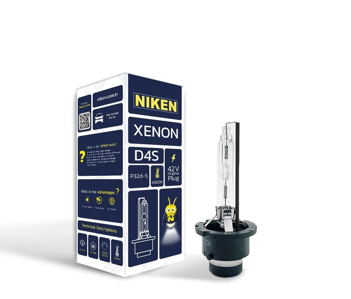 D4s xenon far ampulü 42V 35W P32d-5 4300K NİKEN