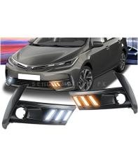 Toyota corolla sis lambası çerçevesi gündüz drl ledi sarı beyaz 2016 - 2017 - 2018