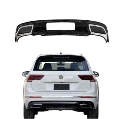 Vw tiguan rline arka tampon difüzör çift çıkış 2016+ pianoblack