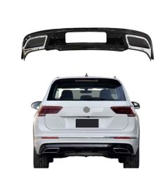 Vw tiguan rline arka tampon difüzör çift çıkış 2016+ pianoblack