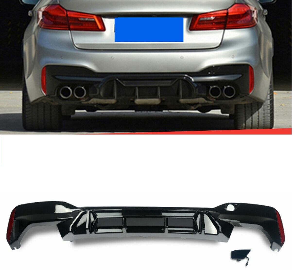 Bmw g30 f90 m5 arka tampon difüzörü competition 2016+ pianoblack