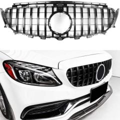 Mercedes w205 gtr ön panjur ızgara seti siyah 2019+ c serisi