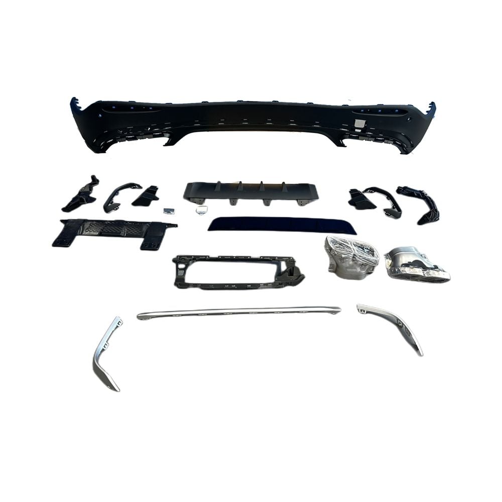 Mercedes w254 suv glc63 arka tampon difüzörü ve egzoz ucu seti silver