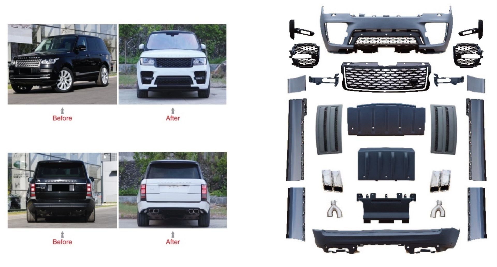 Lr range rover vogue l405 svo body kit seti 2013 / 2017