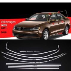 Vw jetta cam çerçevesi kenar çıtası krom tamtur 2011 / 2020 12 parça