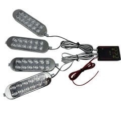 Flaş lamba 4'lü set kumandalı kırmızı-mavi 12-50v / LAPA213