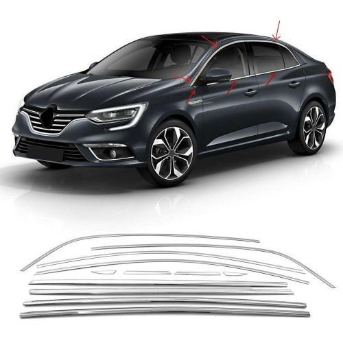 Renault megane 4 sedan cam çerçevesi kenar çıtası krom tamtur 12 parça