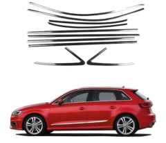 Audi a3 hb cam çerçevesi kenar çıtası krom tamtur 2013+ 12 parça