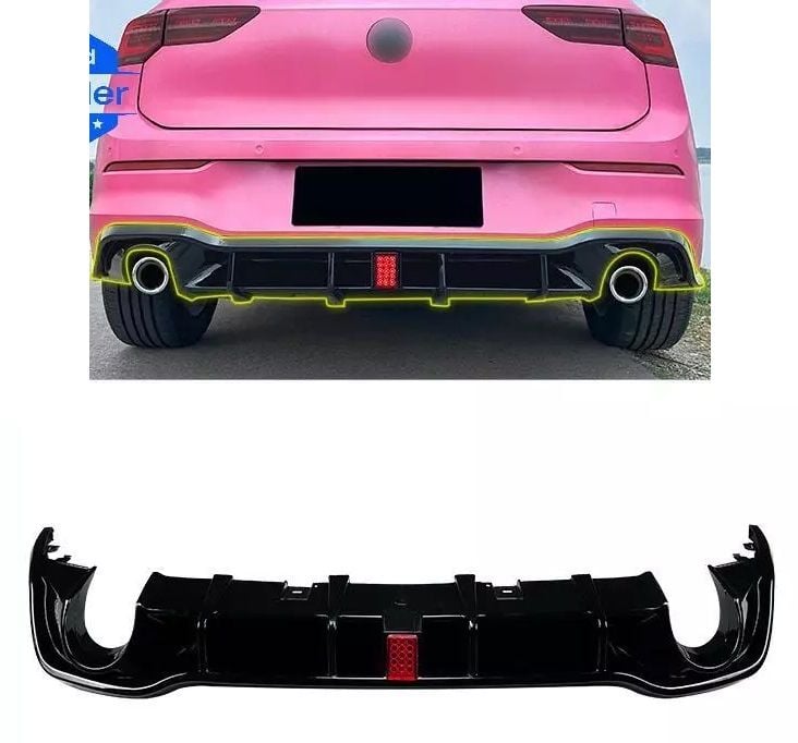 Vw golf 8 gti arka tampon difüzörü ledli ışıklı piano black 2021+