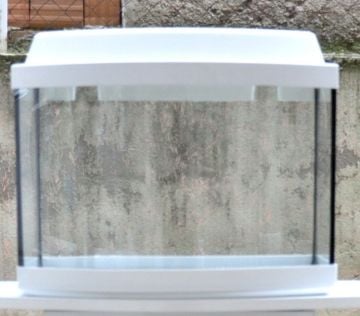 Plastik Kapaklı Bombeli Beyaz Akvaryum 35 Cm