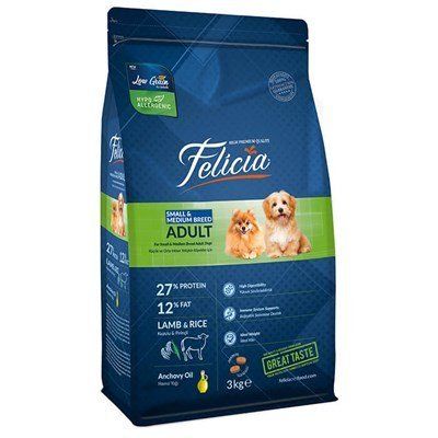 Felicia Az Tahıllı 3 Kg Yetişkin Kuzulu Small/Mini Irk Köpek Maması