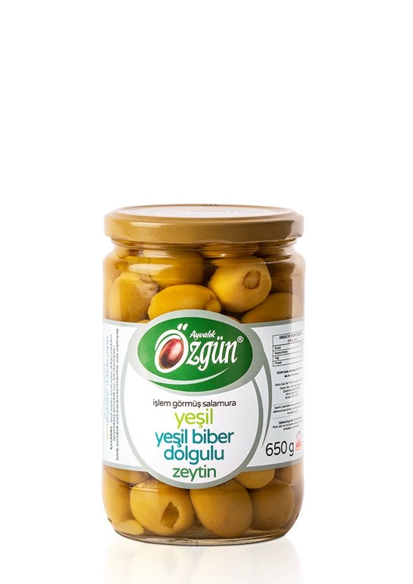 Yeşil Biber Dolgulu Zeytin - 1/2 Lik Cam Kav.