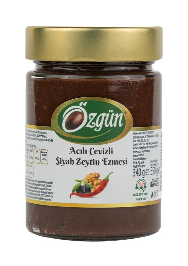 Siyah Zeytin Ezmesi Acılı Cevizli - 340 Gr