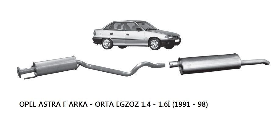 OPEL ASTRA F REAR - CENTER EXHAUST 1.4 - 1.6İ (1991 - 98) Седан