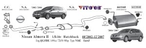 NISSAN ALMERA СРЕДНИЙ ВЫХЛОП 1.5İ 16V HB/SDN 2000>...