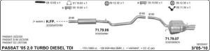 VOLKSWAGEN PASSAT MIDDLE EXHAUST 2.0 TDI 2005>.....
