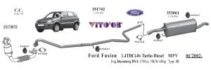 FORD FUSİON ORTA  EGZOZ 1.4 TDCİ  ( 2004-11 )