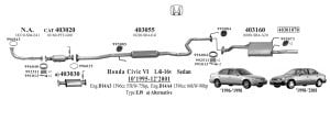 Honda Civic Euro Rear Exhaust VTec 1.4 - 1.5 (1995-01)