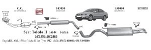 Seat  Toledo Arka Egzoz  1.4 / 1.6 / 1.9SDI (1999 - 06)