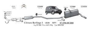 CITROEN BERLINGO MIDDLE EXHAUST. 1.4i 1.8i 1.9D (1996 - 01)