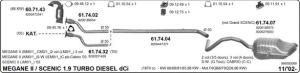 RENAULT ARKA EGZOZ (Megane Scenic) 1.5 1.9 dCi 2.0 16 V (2004 - 08)