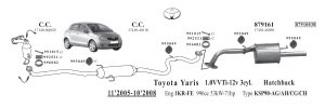 TOYOTA YARİS  ORTA EGZOZ.1.0VVTİ (2005- 08)