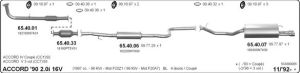 HONDA ACCORD REAR EXHAUST 2.0i 16V - 2.2i 16V Sedan