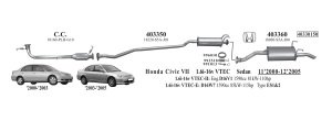 HONDA CİVİC ARKA - ORTA EGZOZ 1.4 - 1.6i 16V Sedan (2001 - 06)