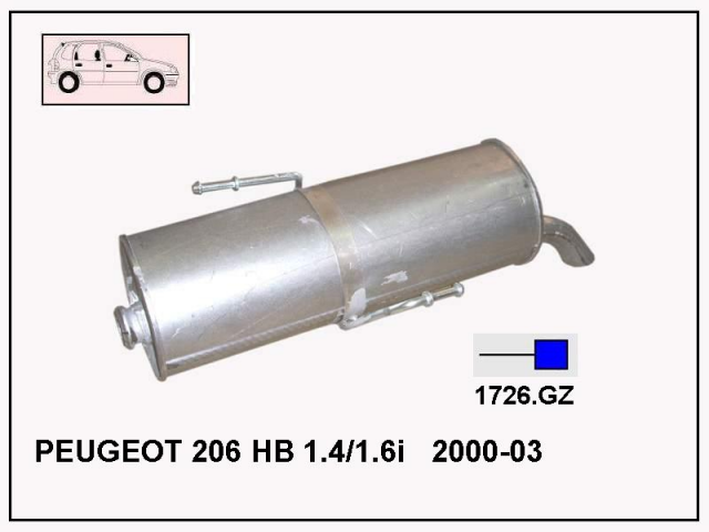 PEVGEOT 206 REAR EXHAUST. HB 1.4/1.6i 2000-03