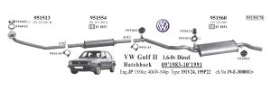 VW GOLF 2 ARKA EGZOZ 1.3 - 1.6