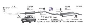 VW GOLF 2 ARKA EGZOZ 1.3 - 1.6