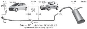 PEUGEOT 107 ARKA EGZOZ. 1.0i 12V 2005 >
