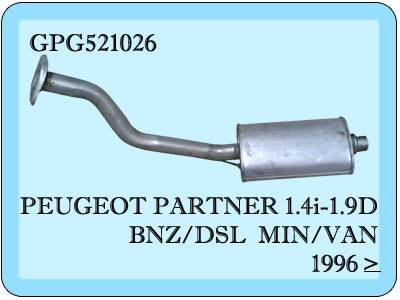 Передняя выхлопная труба Peugeot Partner 1.4/1.9 D
